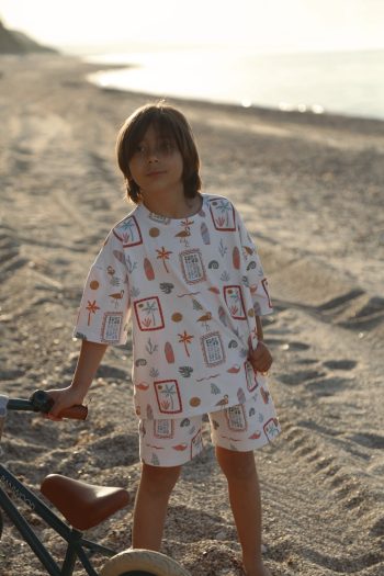 Surfer Desenli %100 Organik Pamuk Kız-Erkek Bebek Oversize Alt Üst Takım – 2’li Rahat Takım